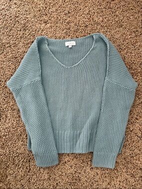 Lucky Brand Dusty Blue V-Neck Knit Sweater
